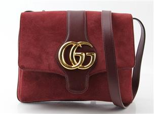 GUCCI Suede Medium Arli Flap Shoulder Bag Vintage Bordeaux For